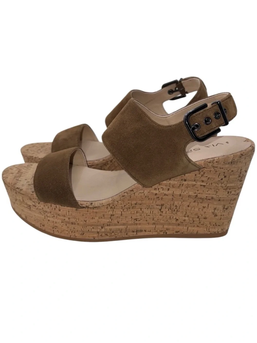 Via Spiga Kezia Brown Suede Platform Wedge Sandals Women’s 9.5 - Picture 1 of 11